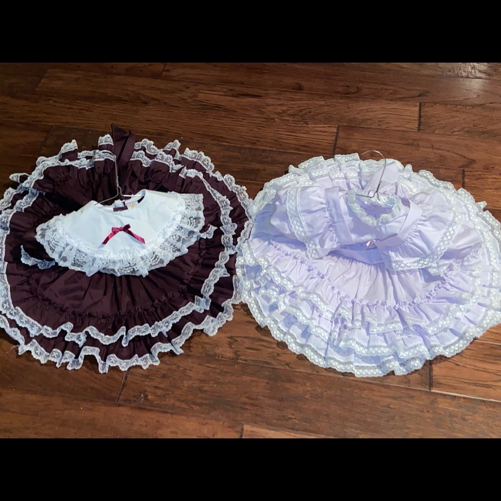 VINTAGE Golden Age & Lil’Dolly Frilly Lace Dresses 3-4 Toddler